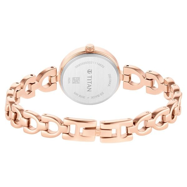 Titan 2601WM04 Women’s Brown-Dial Analog Watch with Rose-Gold Metal Strap