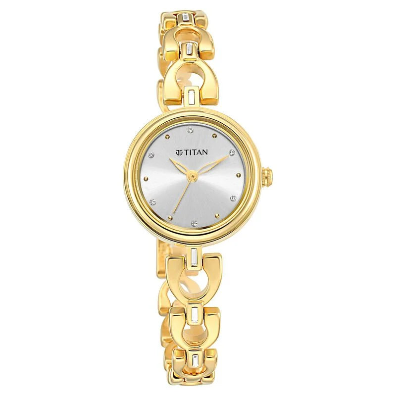 Titan 2601YM04 Lagan Silver Dial Women's Gold Metal Analog Watch