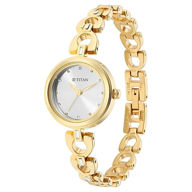 Titan 2601YM04 Lagan Silver Dial Women's Gold Metal Analog Watch