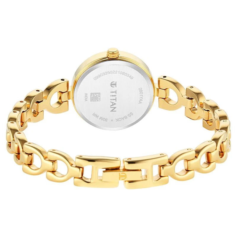 Titan 2601YM04 Lagan Silver Dial Women's Gold Metal Analog Watch