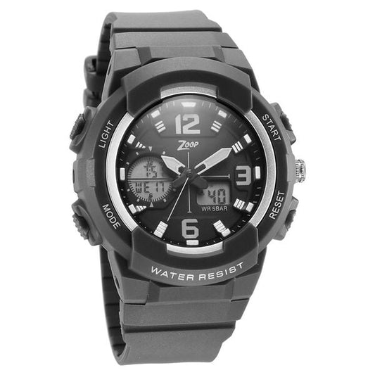 Zoop NT26026PP04W Analog-Digital Kids Watch with Black Dial & Grey Strap