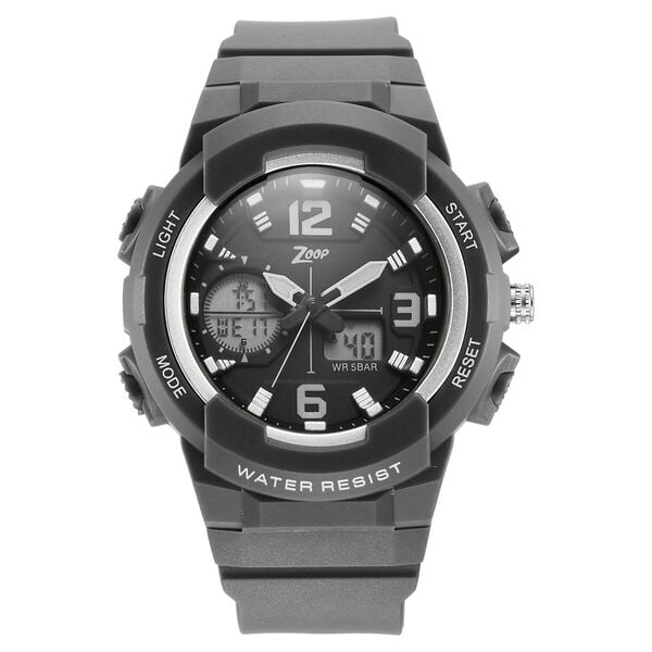 Zoop NT26026PP04W Analog-Digital Kids Watch with Black Dial & Grey Strap