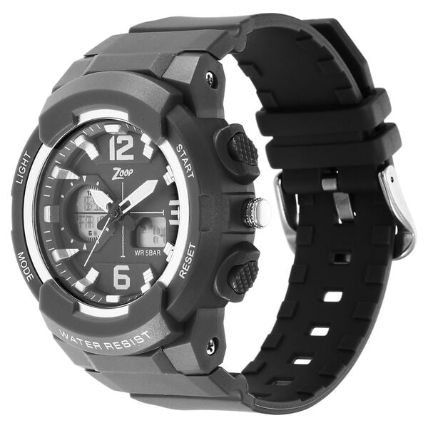 Zoop NT26026PP04W Analog-Digital Kids Watch with Black Dial & Grey Strap