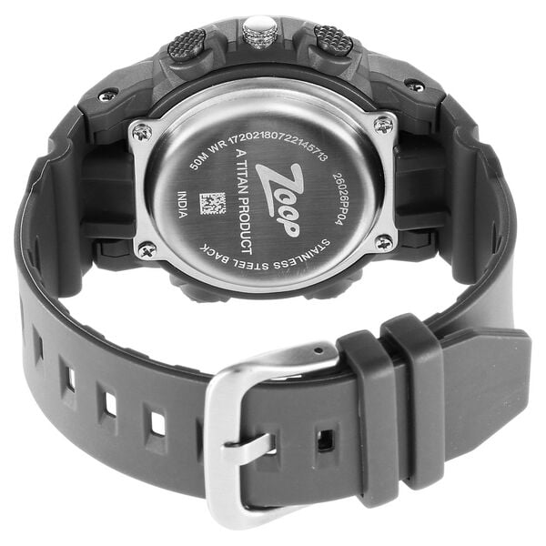 Zoop NT26026PP04W Analog-Digital Kids Watch with Black Dial & Grey Strap