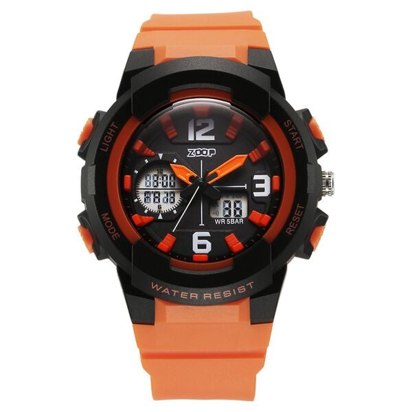 Zoop NT26026PP05W Analog-Digital Kids Watch with Black Dial & Orange Strap