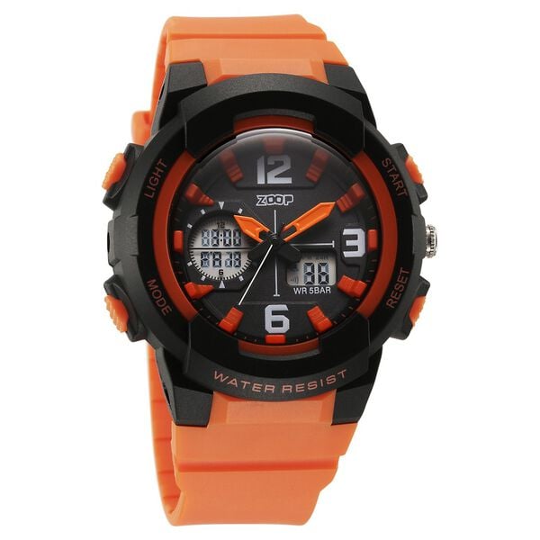 Zoop NT26026PP05W Analog-Digital Kids Watch with Black Dial & Orange Strap