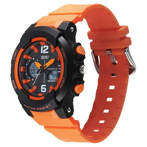 Zoop NT26026PP05W Analog-Digital Kids Watch with Black Dial & Orange Strap