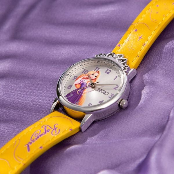 Zoop 26048SL01 Disney Princess Analog Kids Watch with Silver Dial & Yellow Leather Strap