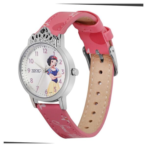 Zoop 26048SL01 Disney Princess Analog Kids Watch with Silver Dial & Yellow Leather Strap