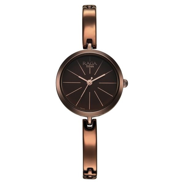 Titan 2606QM03 Women’s Brown-Dial Quartz Analog Watch with Brown Metal Strap
