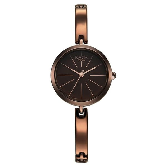 Titan 2606QM03 Women’s Brown-Dial Quartz Analog Watch with Brown Metal Strap