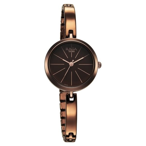 Titan 2606QM03 Women’s Brown-Dial Quartz Analog Watch with Brown Metal Strap