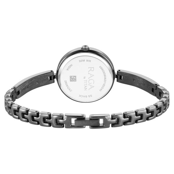 Titan 2606QM04 Quartz Analog Black Dial Grey Metal Strap Women Watch