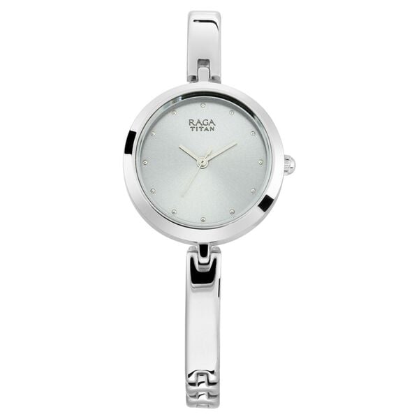 Titan NS2606SM04 Women’s Quartz Analog Watch with Grey Dial & Silver Metal Strap