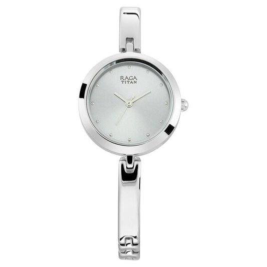 Titan NS2606SM04 Women’s Quartz Analog Watch with Grey Dial & Silver Metal Strap