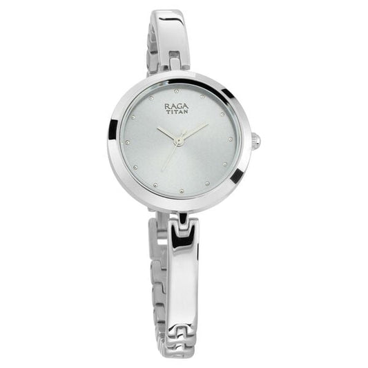 Titan NS2606SM04 Women’s Quartz Analog Watch with Grey Dial & Silver Metal Strap