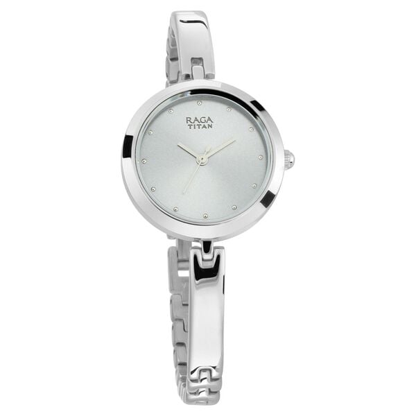 Titan NS2606SM04 Women’s Quartz Analog Watch with Grey Dial & Silver Metal Strap