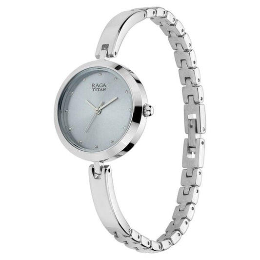 Titan 2606SM04 Quartz Analog Grey Dial Silver Metal Strap Women Watch