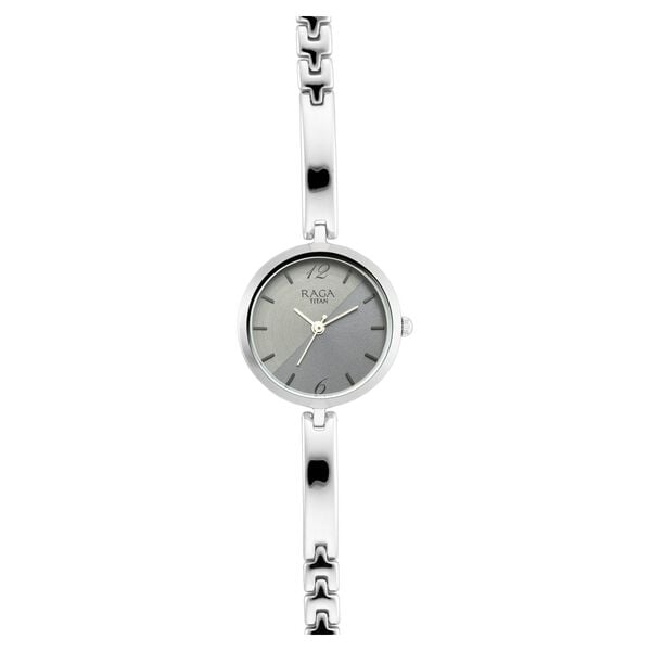 Titan 2606SM05 Women’s Silver-Dial Analog Watch with Stainless Steel Strap