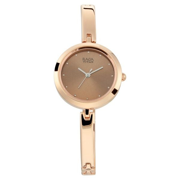 Titan 2606WM05 Rose Gold Dial Analog Quartz Stainless Steel Women’s Watch – Rose Gold Band, Round Case, Jewellery Clasp