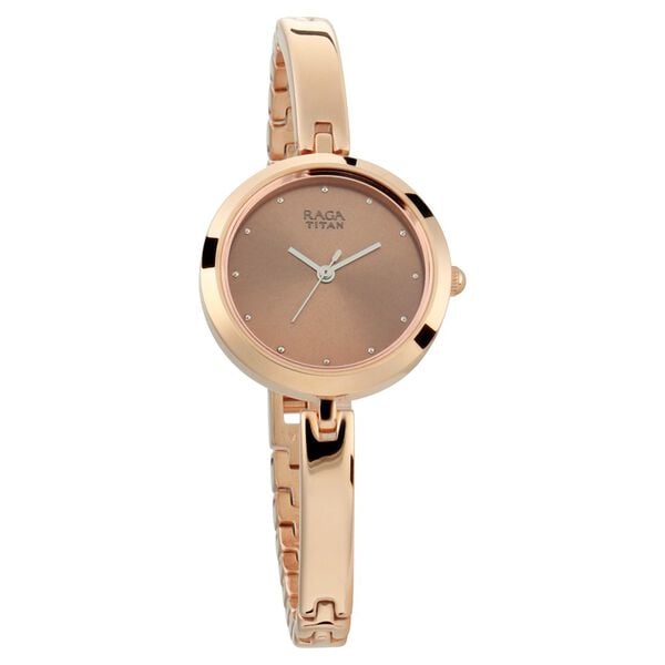 Titan NS2606WM05 Women’s Analog Watch with Rose-Gold Dial & Rose-Gold Metal Bracelet Strap