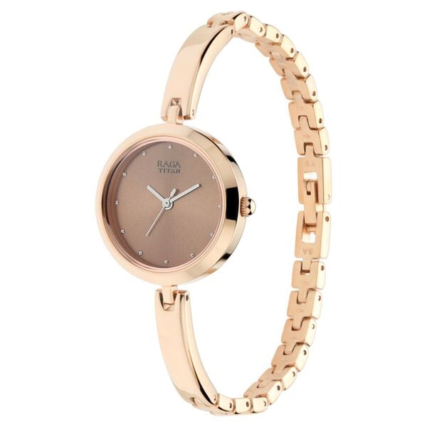 Titan 2606WM05 Rose Gold Dial Analog Quartz Stainless Steel Women’s Watch – Rose Gold Band, Round Case, Jewellery Clasp