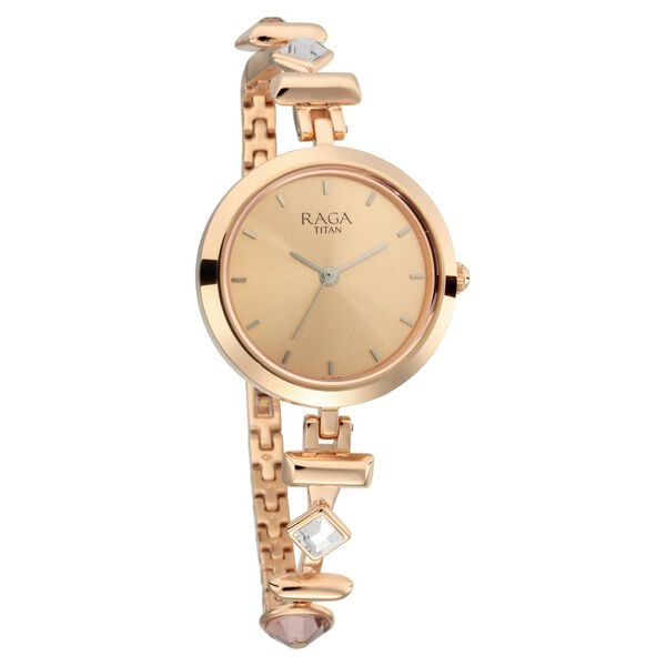 Titan NS2606WM06 Women’s Quartz Analog Watch with Rose-Gold Dial & Rose-Gold Stainless Steel Strap