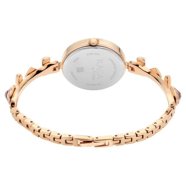 Titan 2606WM06 Raga Facets Rose Gold Dial Analog Quartz Stainless Steel Strap Watch – Women