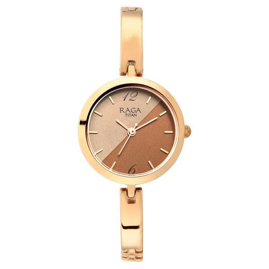 Titan 2606WM07 Analog Quartz Women’s Watch with Bicolour Dial and Rose Gold Metal Strap