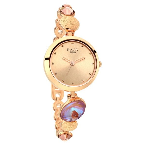 Titan 2606WM08 Women’s Mother-of-Pearl Dial Analog Watch with Rose-Gold Metal Strap