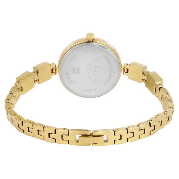 Titan 2606YM01 Silver Dial Analog Quartz Stainless Steel Women’s Watch – Golden Band, Round Case, Date Display