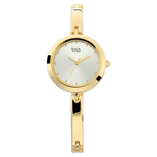 Titan 2606YM04 Women’s Silver-Dial Analog Watch with Gold-Tone Metal Strap