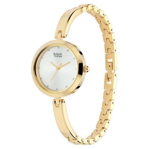 Titan 2606YM04 Women’s Silver-Dial Analog Watch with Gold-Tone Metal Strap