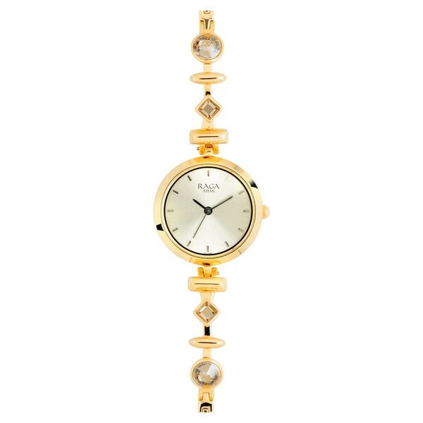 Titan 2606YM05 Raga Facets Champagne Dial Stainless Steel Strap Analog Quartz Watch – Women