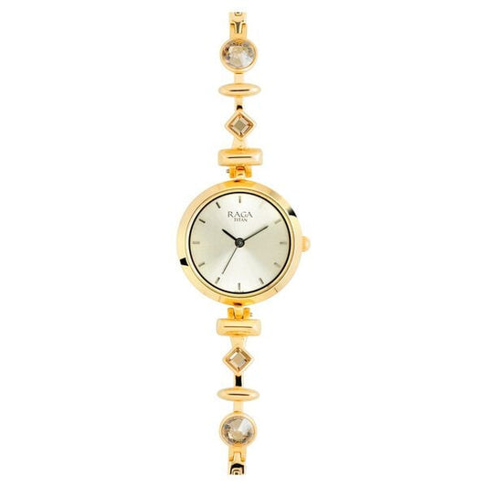 Titan 2606YM05 Raga Facets Champagne Dial Stainless Steel Strap Analog Quartz Watch – Women