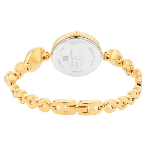 Titan 2606YM07 Women’s Mother-of-Pearl Dial Analog Watch with Gold-Tone Metal Strap