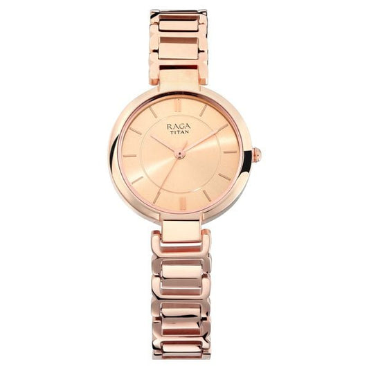Titan NS2608WM01 Women’s Quartz Analog Watch with Rose-Gold Dial & Rose-Gold Metal Strap