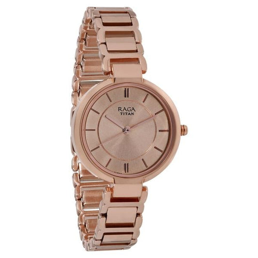 Titan NS2608WM01 Women’s Quartz Analog Watch with Rose-Gold Dial & Rose-Gold Metal Strap