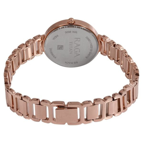 Titan 2608WM01 Rose Gold Dial Analog Quartz Stainless Steel Women’s Watch – Rose Gold Band, Round Case, Elegant Style