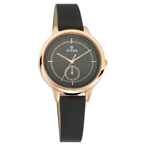 Titan 2617WL02 Anthracite Dial Black Leather Strap Women’s Analog Watch