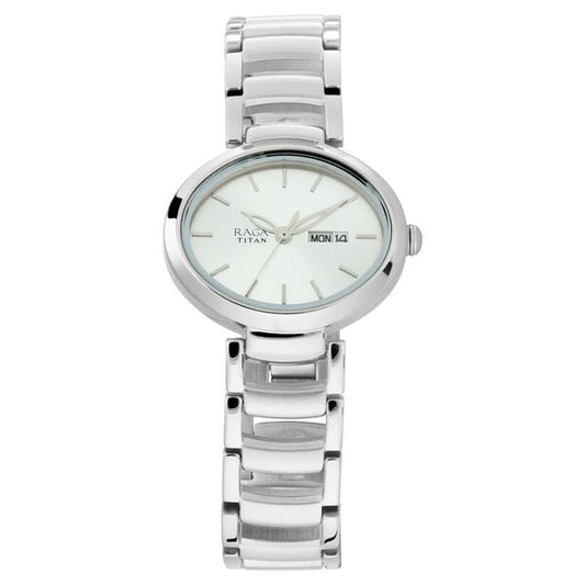 Titan NS2620SM01 Women’s Quartz Analog Watch with Silver Dial and Silver Metal Bracelet Strap