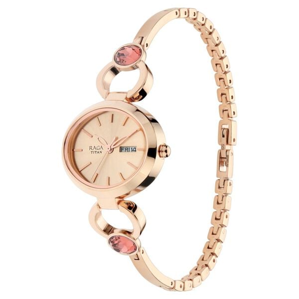 Titan 2621WM01 Women’s Rose-Gold Dial Analog Watch with Rose-Gold Metal Strap