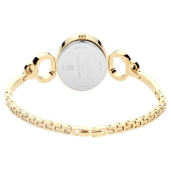 Titan 2621YM01 Analog Quartz Women’s Watch with Champagne Dial and Golden Metal Strap