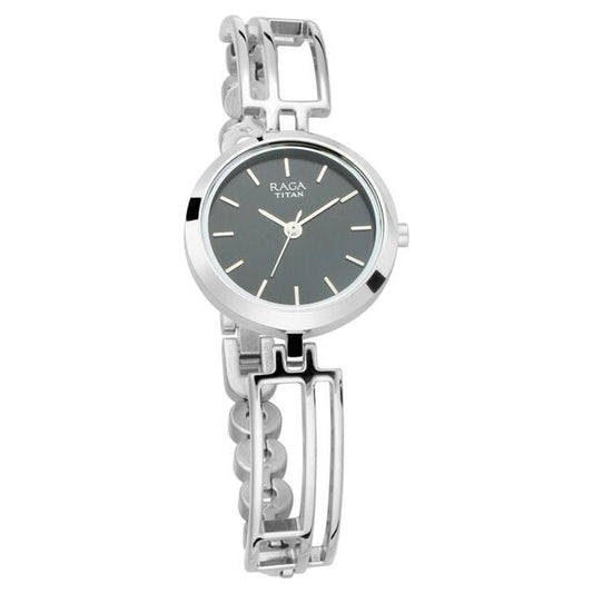 Titan NR2622SM01 Women’s Quartz Analog Metal Strap Black Dial Watch