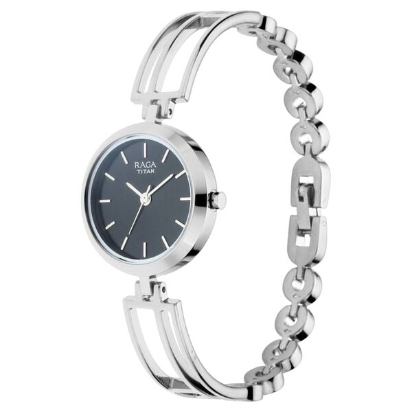 Titan NR2622SM01 Women’s Quartz Analog Metal Strap Black Dial Watch