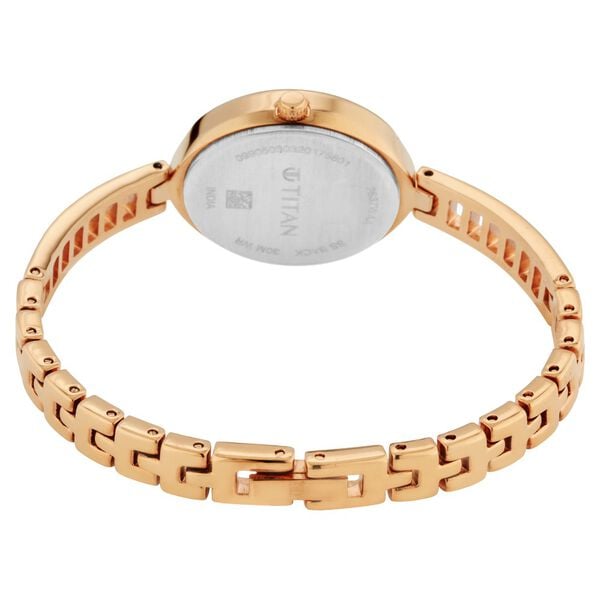 Titan 2637WM01 Women’s Quartz Analog Watch with Silver Dial & Rose-Gold Metal Strap