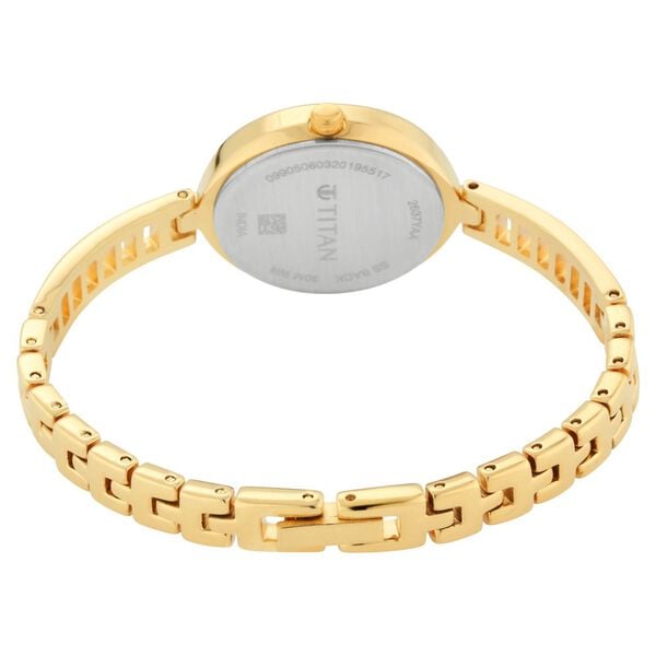 Titan 2637YM01 Silver Dial Analog Watch for Women – Golden Stainless Steel Bracelet, Quartz Movement