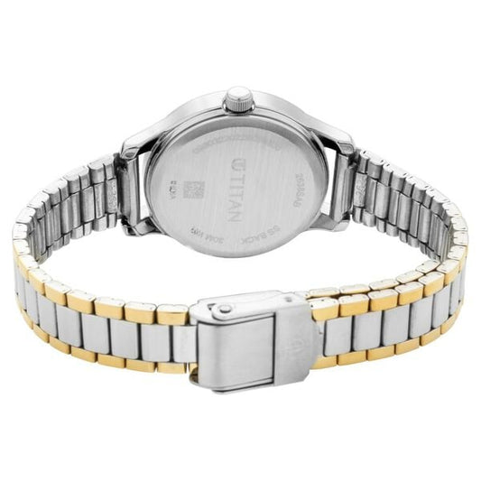 Titan 2638BM01 Quartz Analog With Date Silver Dial Two Toned Metal Strap Women Watch