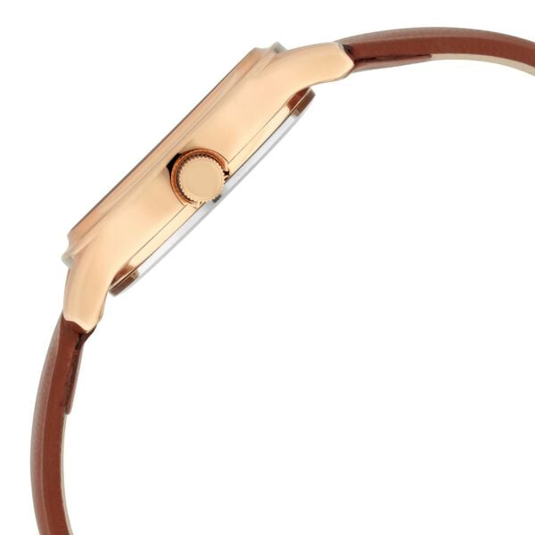 Titan 2638WL01 Quartz Analog Silver Dial 27 mm Metal Case Tan Leather Strap Women Watch