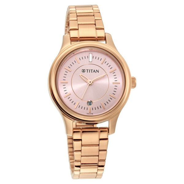 Titan 2638WM01 Women’s Rose-Gold Dial Analog Watch with Rose-Gold Metal Strap